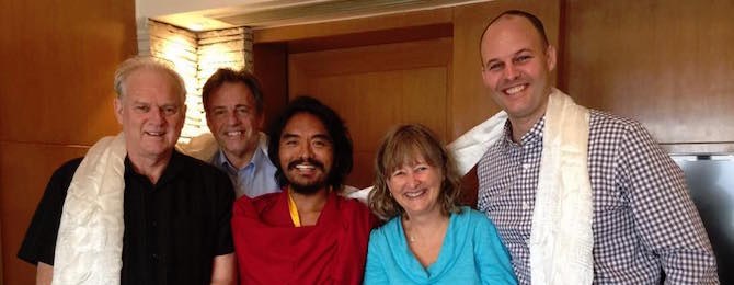 Left to right: Edwin Kelley, Tim Olmsted, Mingyur Rinpoche and Cortland Dahl.
